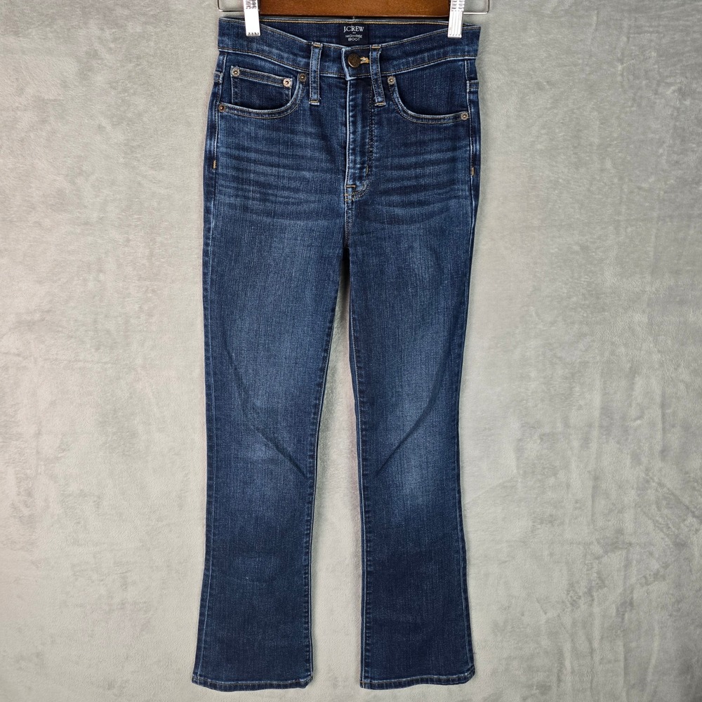 J.Crew High-Rise Bootcut Jeans Dark Wash Blue Stretch Denim Size 24 30.5 Inseam